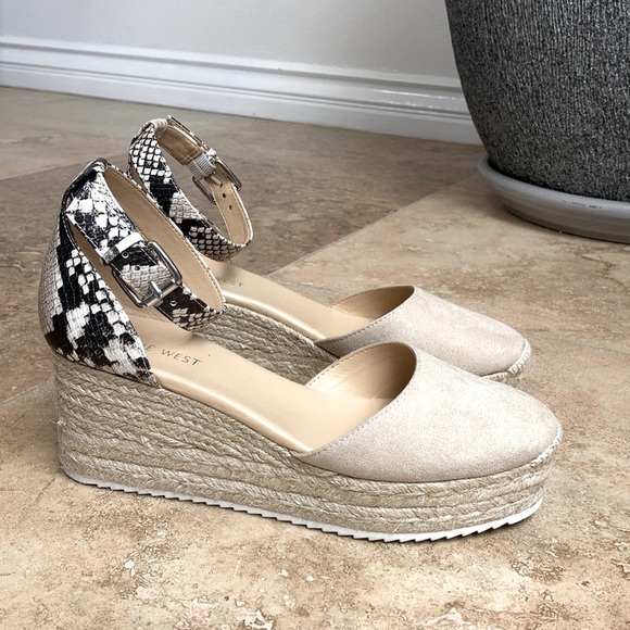 Nine West cream snake print ankle espadrilles - Picture 2 of 8